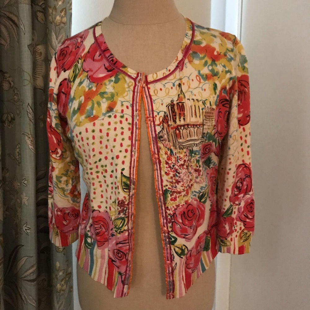 Anthropologie Venice print cardigan EUC